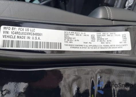 2021 Dodge Durango Citadel Awd from USA, damaged, VIN 1C4RDJEGXMC848561